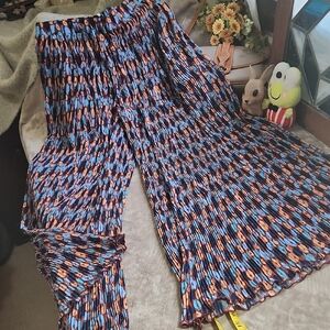 Colorful Pleated Maxi Palazo Pants